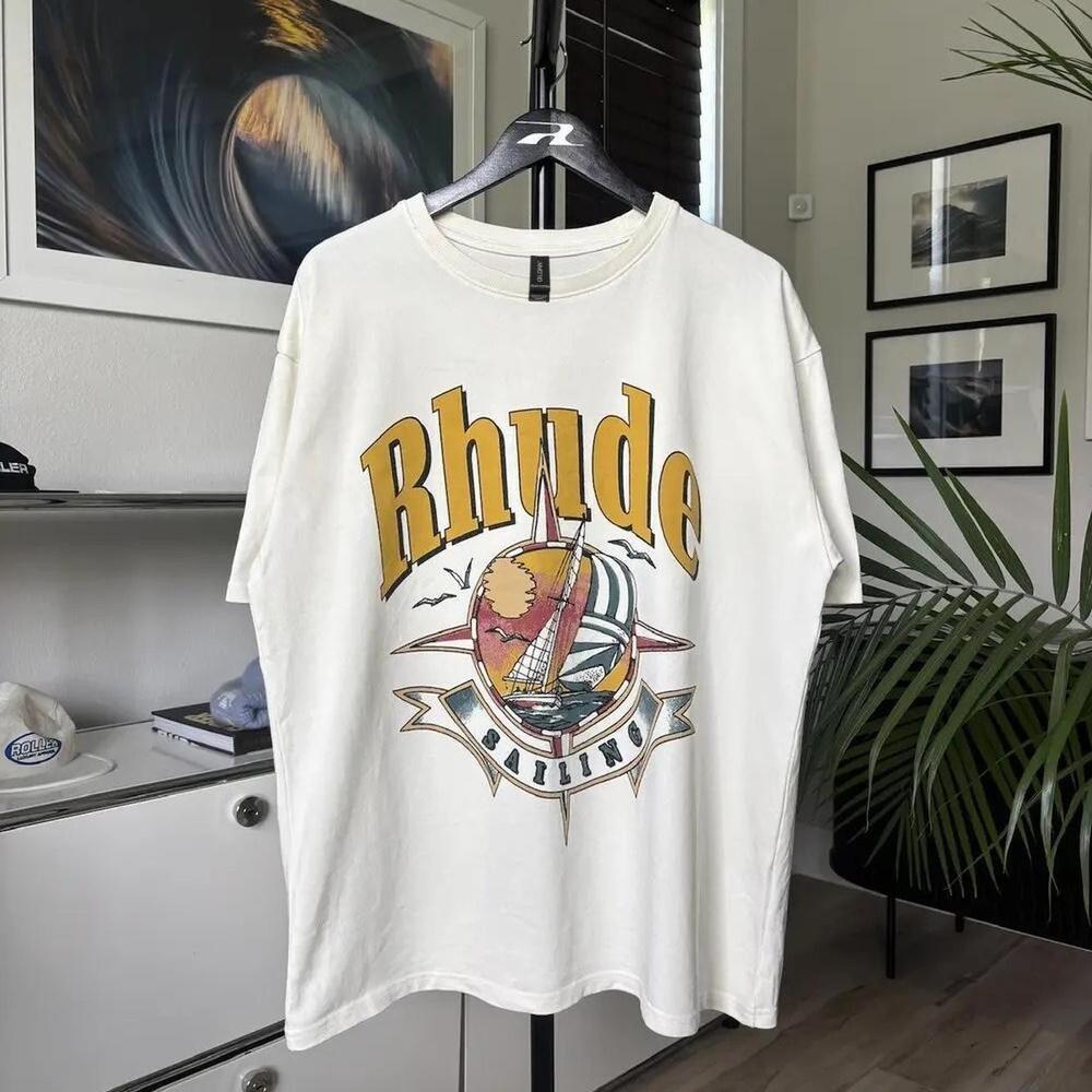 White And Yellow Sailing Boat T-Shirt Tee